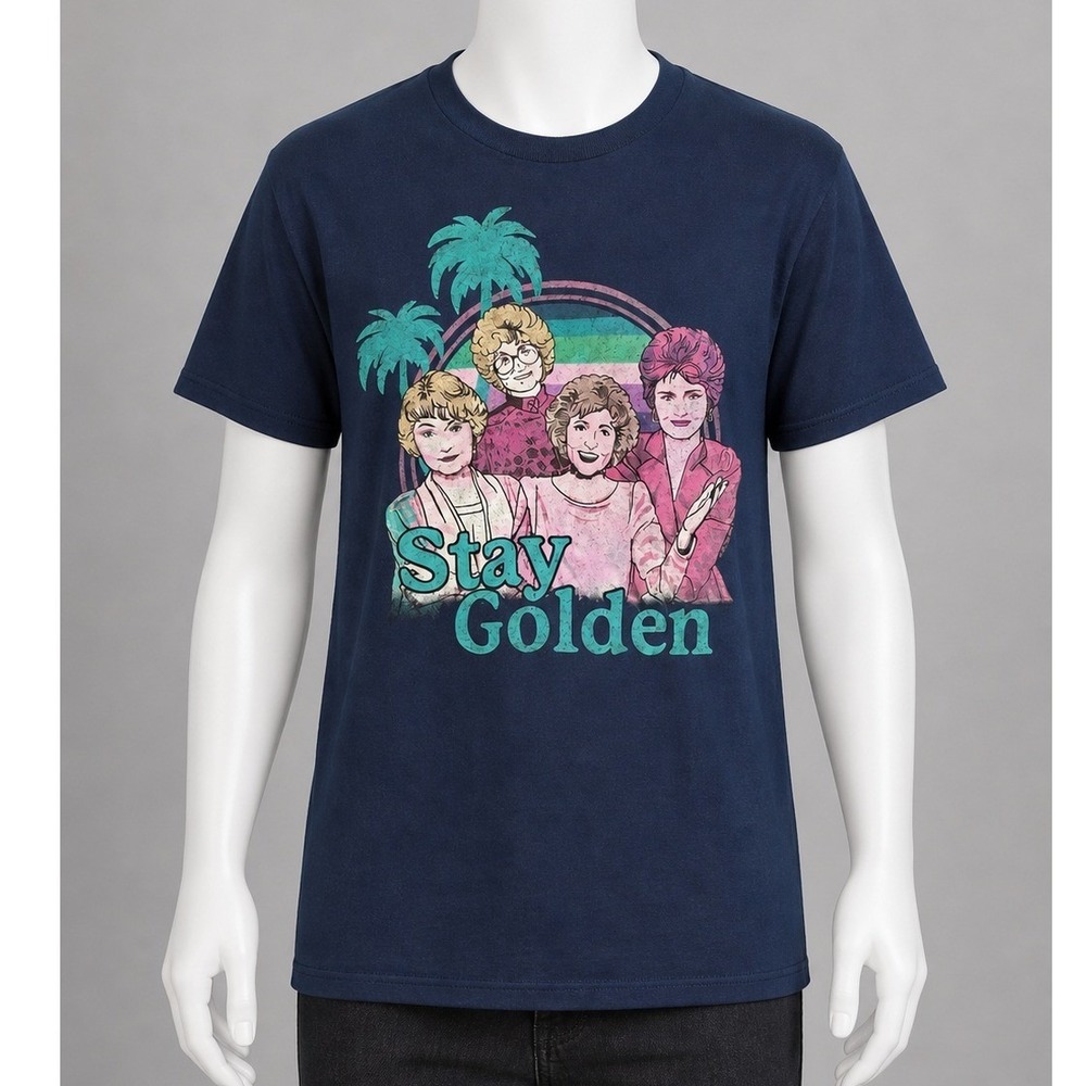 The Golden Girls Stay Golden T Shirt Mens Medium Blue Retro TV Show Graphic Tee